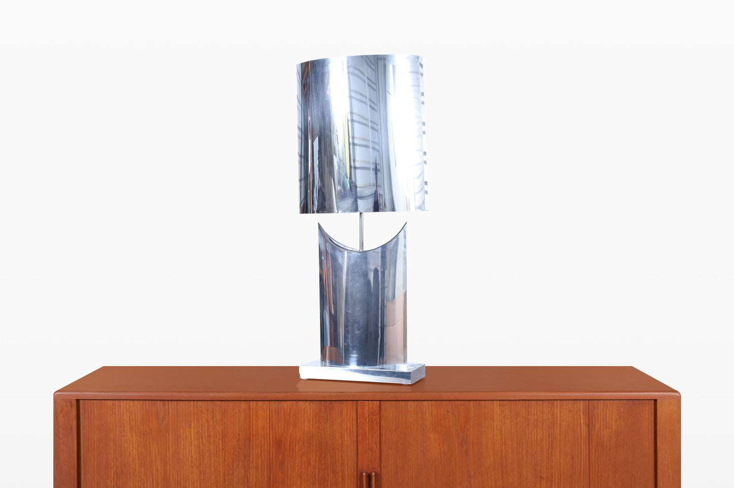 Mid-Century Oversized Chrome Lamp by Curtis Jere, Signed