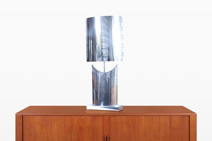 Mid-Century Oversized Chrome Lamp by Curtis Jere, Signed
