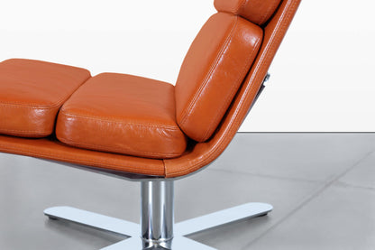 Mid-Century Modern Leather “Solo” Lounge Chairs by John Follis for Fortress