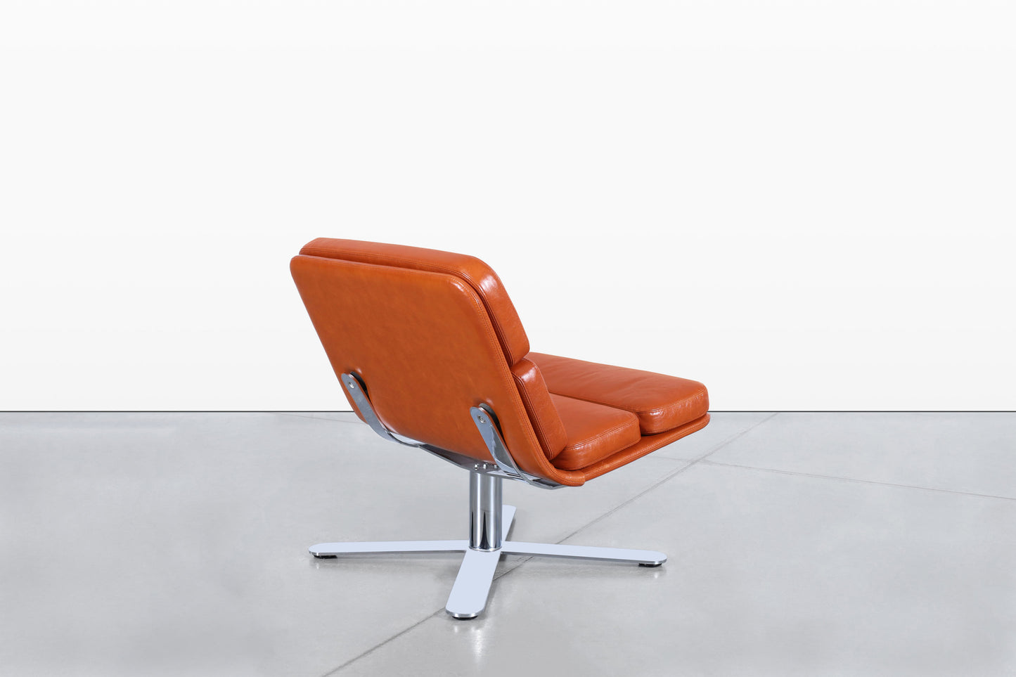 Mid-Century Modern Leather “Solo” Lounge Chairs by John Follis for Fortress