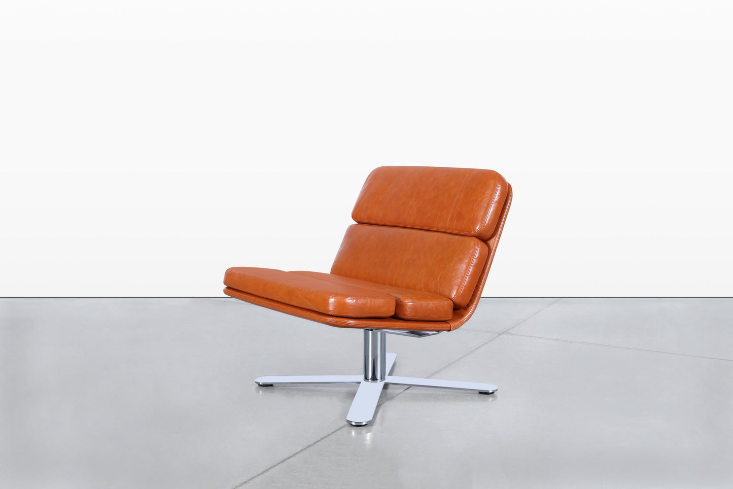 Mid-Century Modern Leather “Solo” Lounge Chairs by John Follis for Fortress