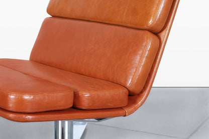Mid-Century Modern Leather “Solo” Lounge Chairs by John Follis for Fortress