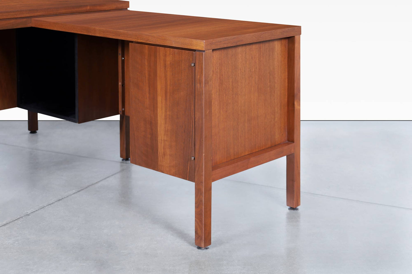 Mid-Century Modern Walnut L-Shaped Desk