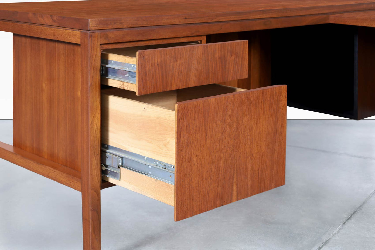 Mid-Century Modern Walnut L-Shaped Desk