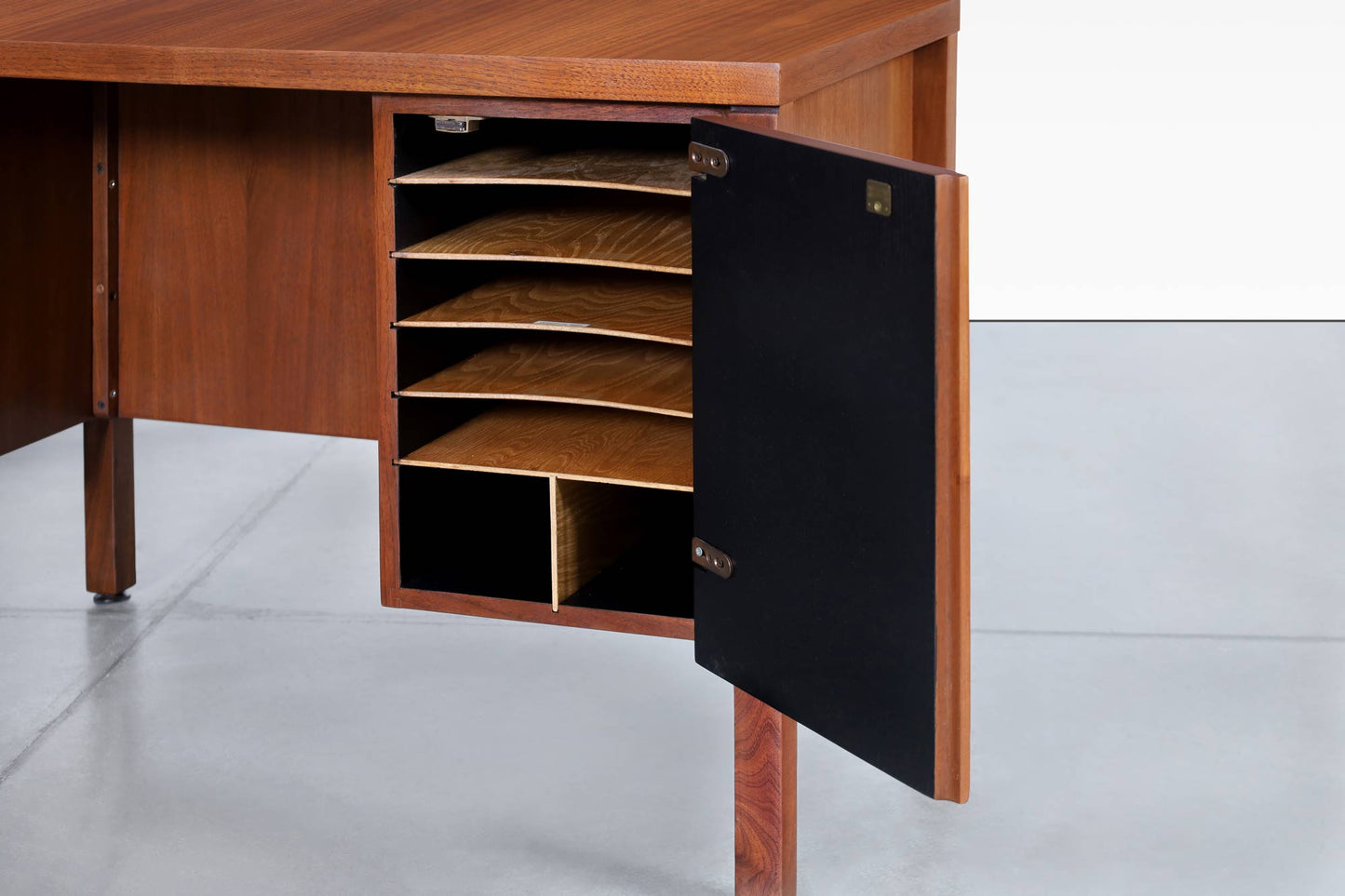 Mid-Century Modern Walnut L-Shaped Desk