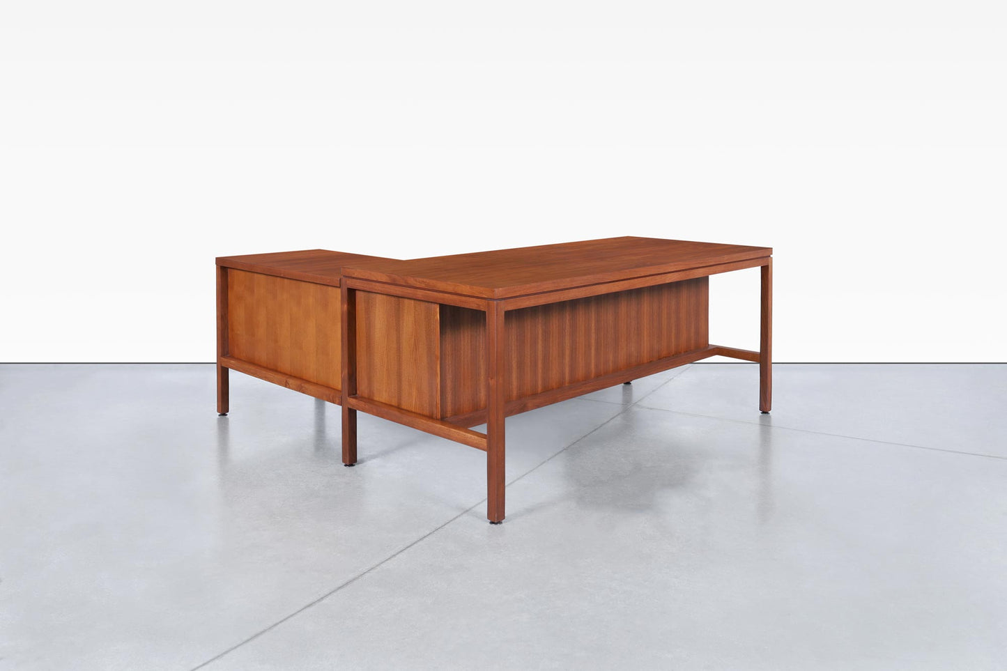 Mid-Century Modern Walnut L-Shaped Desk