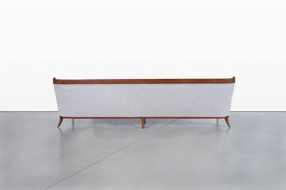 Mid-Century Modern Curved Walnut Sofa by Erwin Lambeth and Tomlinson, 1950s