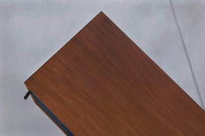 Mid-Century Modern Walnut and Black Lacquer Credenza by Florence Knoll
