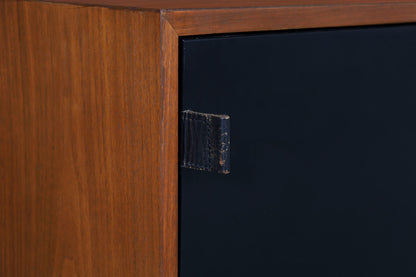 Mid-Century Modern Walnut and Black Lacquer Credenza by Florence Knoll