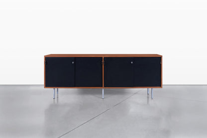 Mid-Century Modern Walnut and Black Lacquer Credenza by Florence Knoll