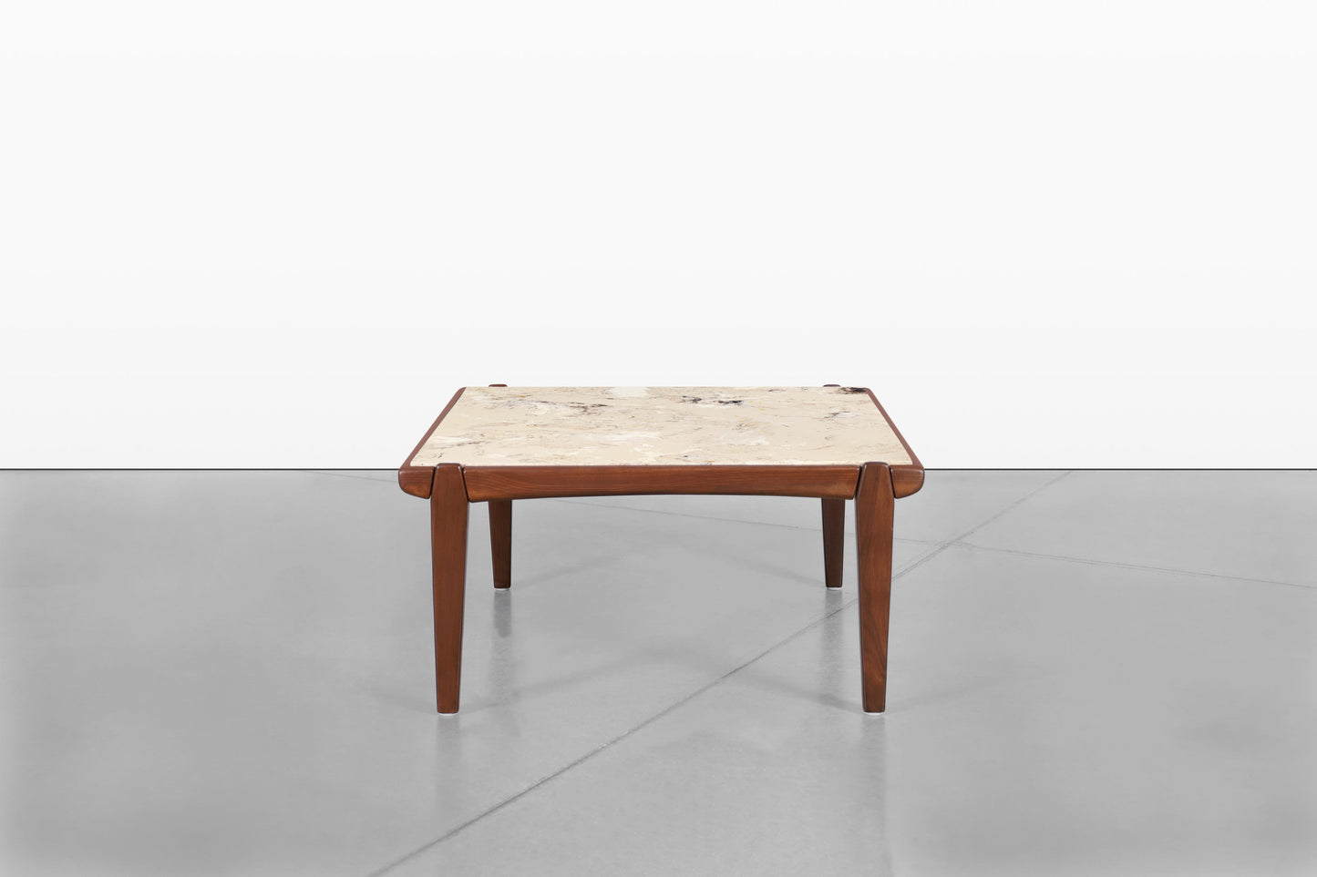 Mid-Century Modern Walnut and Faux Marble Side Tables