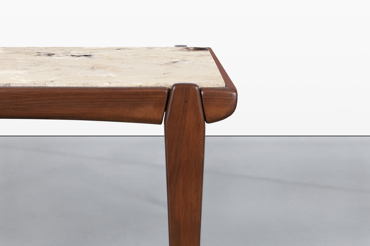 Mid-Century Modern Walnut and Faux Marble Side Tables