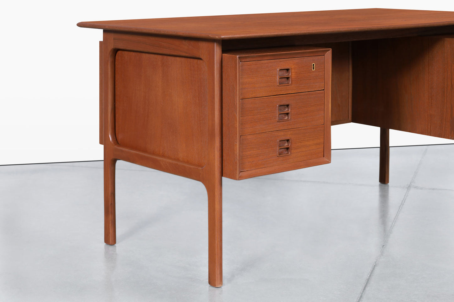 Mid-Century Teak Desk with Bookcase by Erik Brouer for Brouer Mobelfabrik
