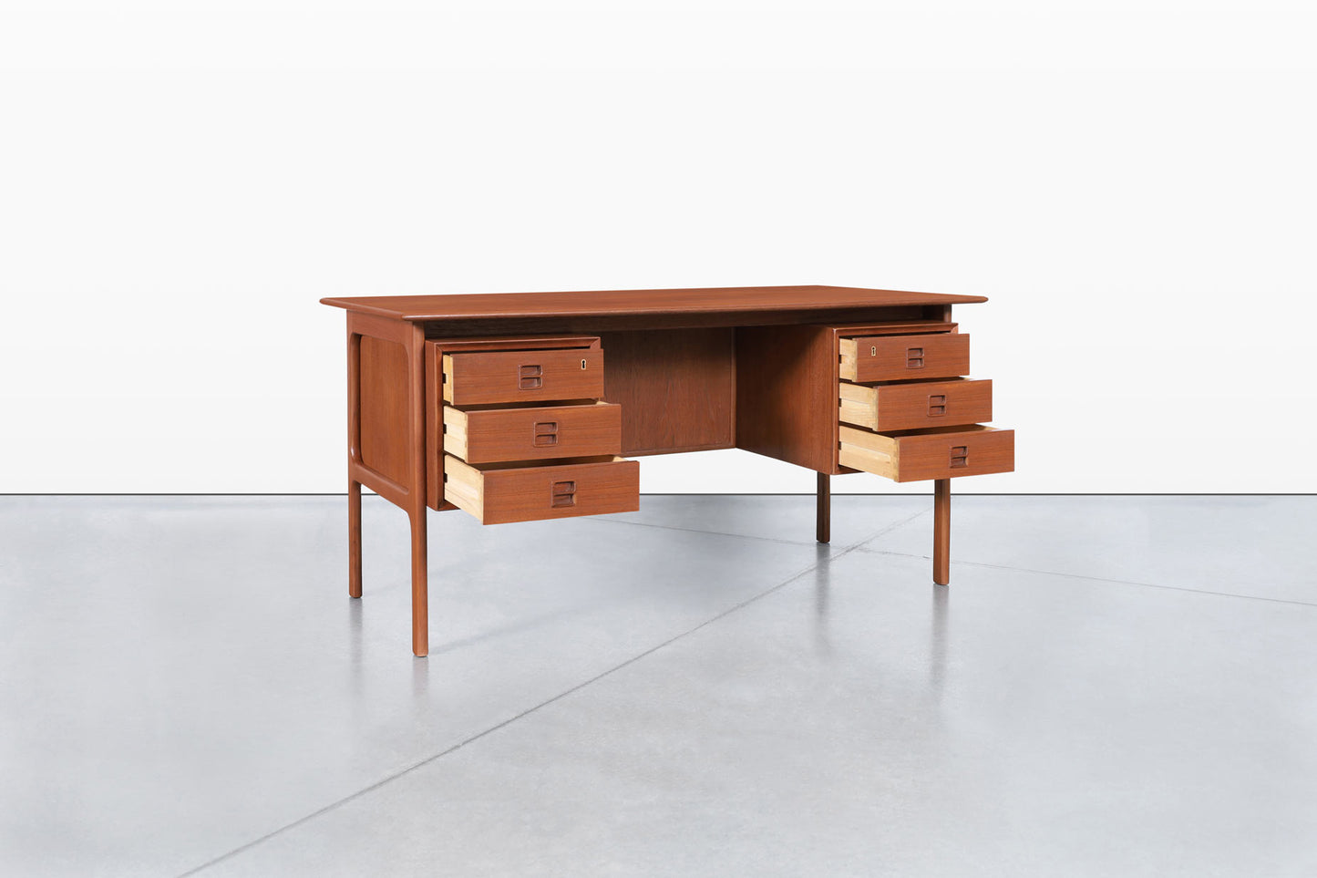 Mid-Century Teak Desk with Bookcase by Erik Brouer for Brouer Mobelfabrik