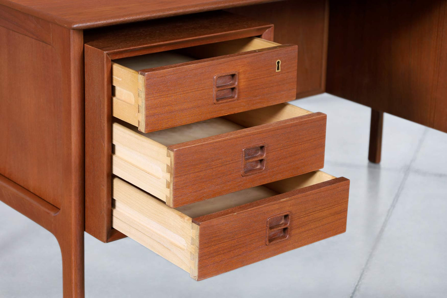 Mid-Century Teak Desk with Bookcase by Erik Brouer for Brouer Mobelfabrik