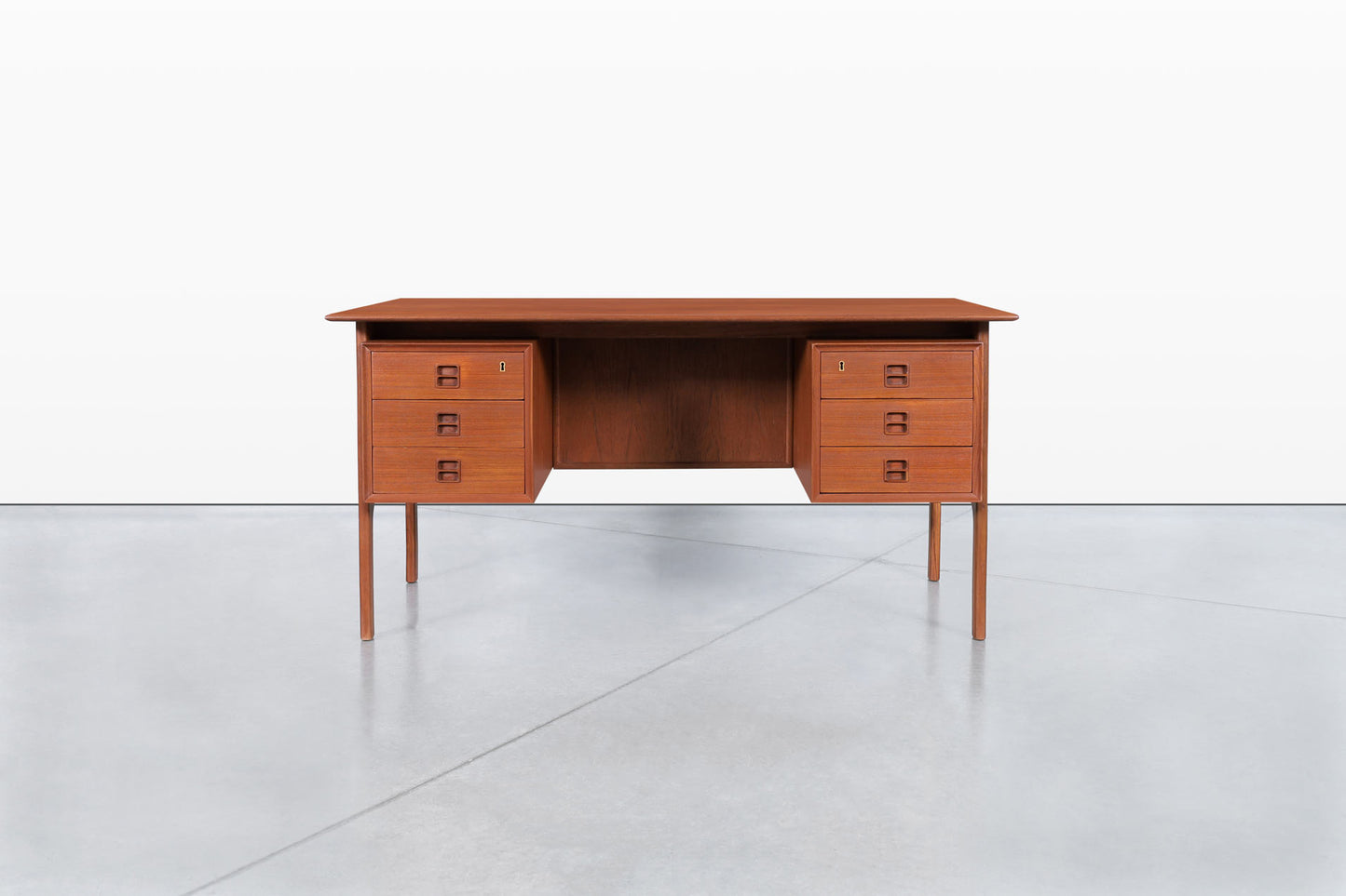 Mid-Century Teak Desk with Bookcase by Erik Brouer for Brouer Mobelfabrik
