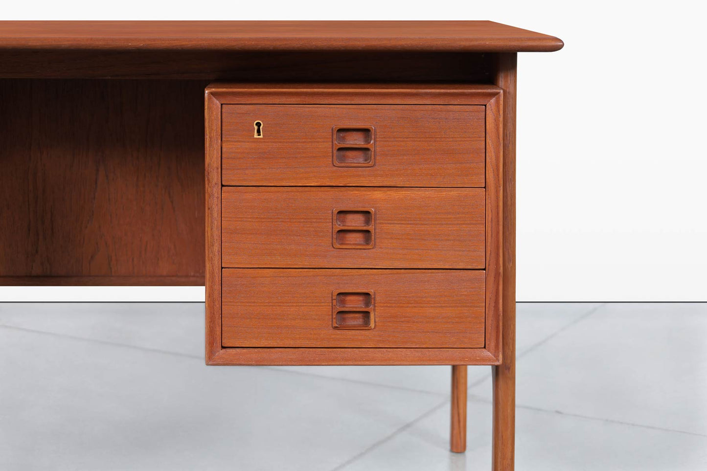 Mid-Century Teak Desk with Bookcase by Erik Brouer for Brouer Mobelfabrik