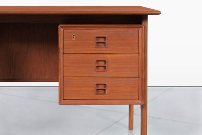 Mid-Century Teak Desk with Bookcase by Erik Brouer for Brouer Mobelfabrik