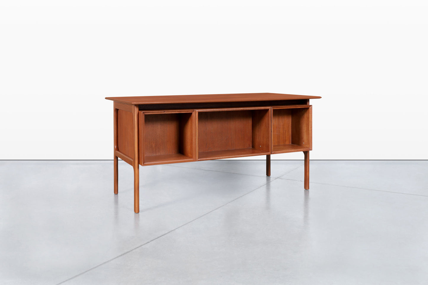 Mid-Century Teak Desk with Bookcase by Erik Brouer for Brouer Mobelfabrik