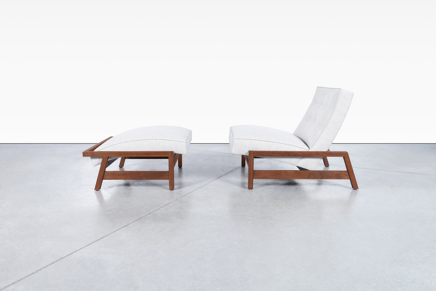 Mid-Century Walnut Lounge Chair and Ottoman Styled After Tobia Scarpa