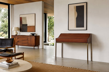 Mid-Century Walnut Roll-Top Desk by John Kapel for Glenn of California