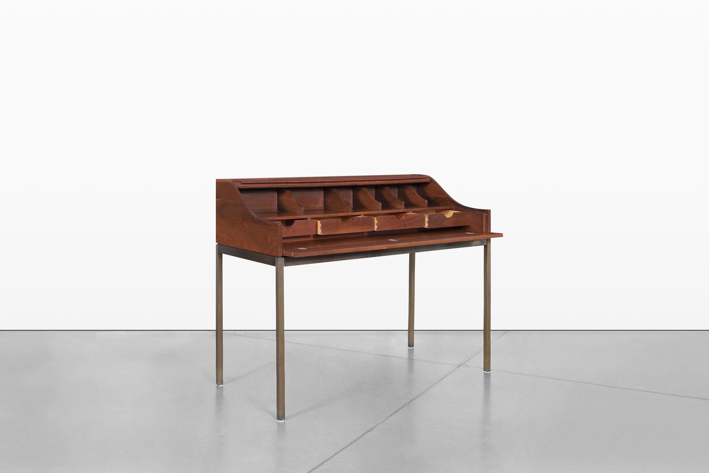 Mid-Century Walnut Roll-Top Desk by John Kapel for Glenn of California