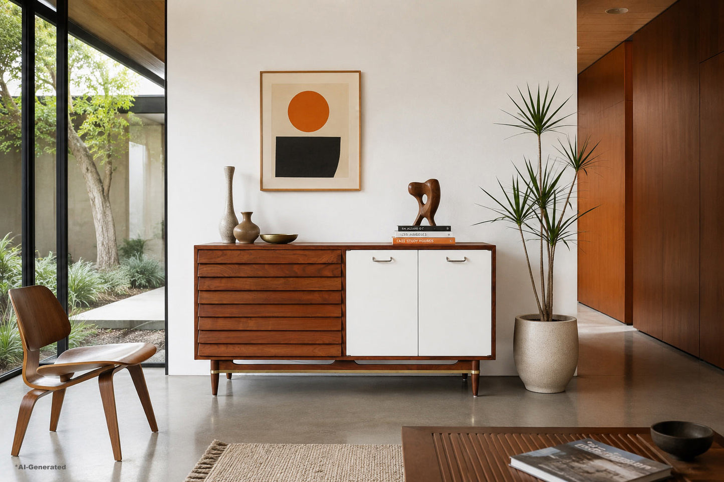 Mid-Century Walnut and Lacquer Credenza by American of Martinsville