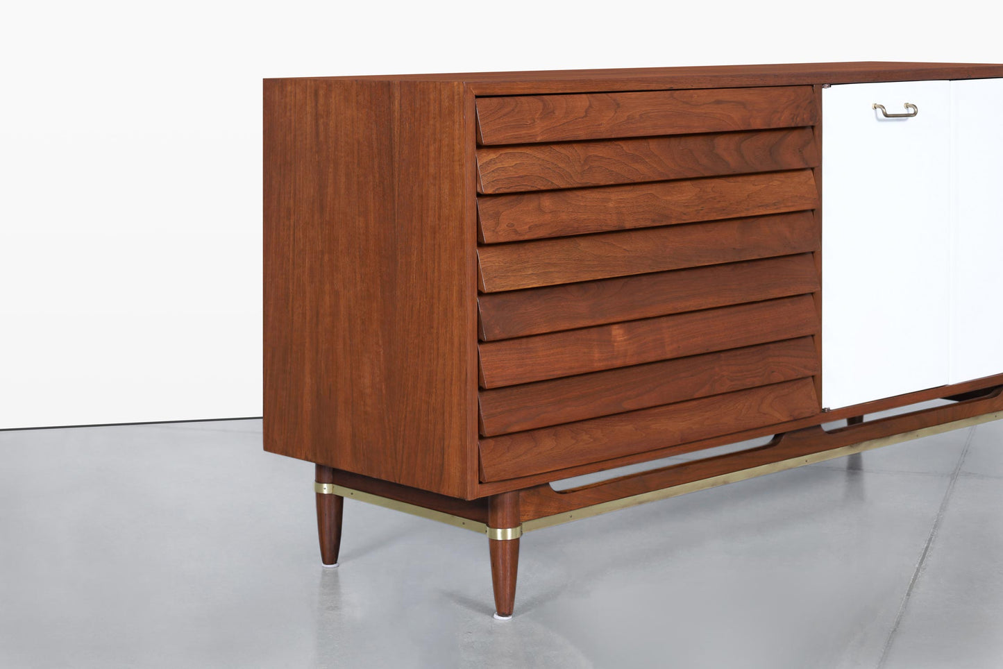 Mid-Century Walnut and Lacquer Credenza by American of Martinsville