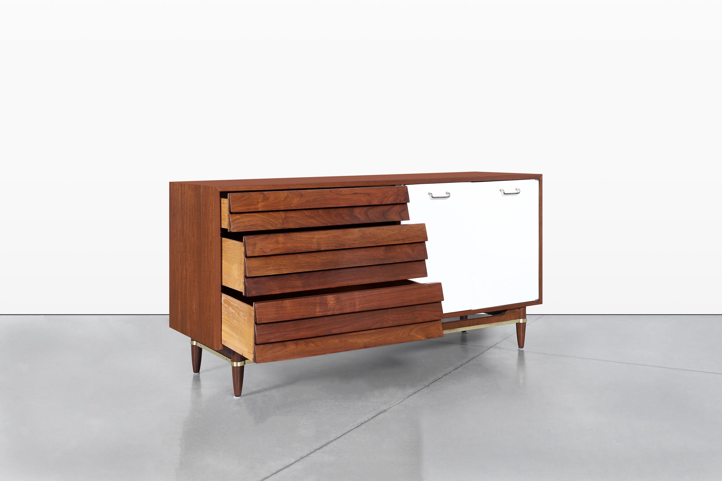 Mid-Century Walnut and Lacquer Credenza by American of