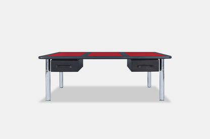 Monumental Ebony and Chrome Executive Desk