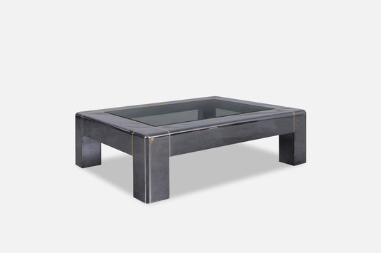 Monumental Gunmetal Coffee Table by Karl Springer
