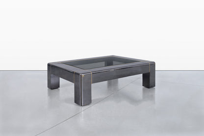 Monumental Gunmetal Coffee Table by Karl Springer
