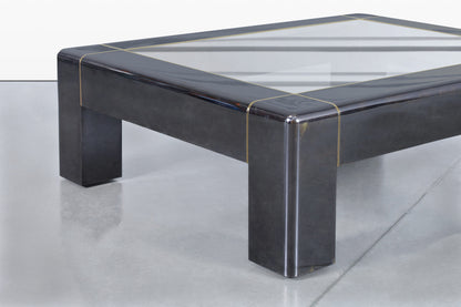 Monumental Gunmetal Coffee Table by Karl Springer