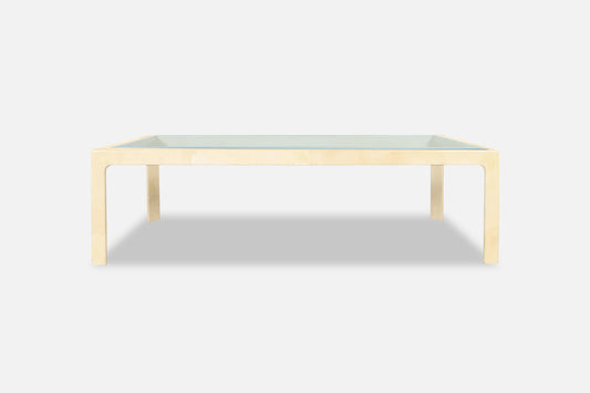 Monumental Italian Goatskin and Glass Dining Table Attributed to Aldo Tura