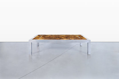 Monumental Oyster Burl Wood and Aluminum Coffee Table