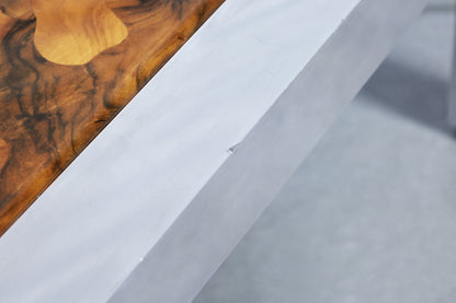 Monumental Oyster Burl Wood and Aluminum Coffee Table
