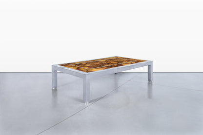 Monumental Oyster Burl Wood and Aluminum Coffee Table