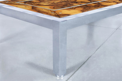Monumental Oyster Burl Wood and Aluminum Coffee Table