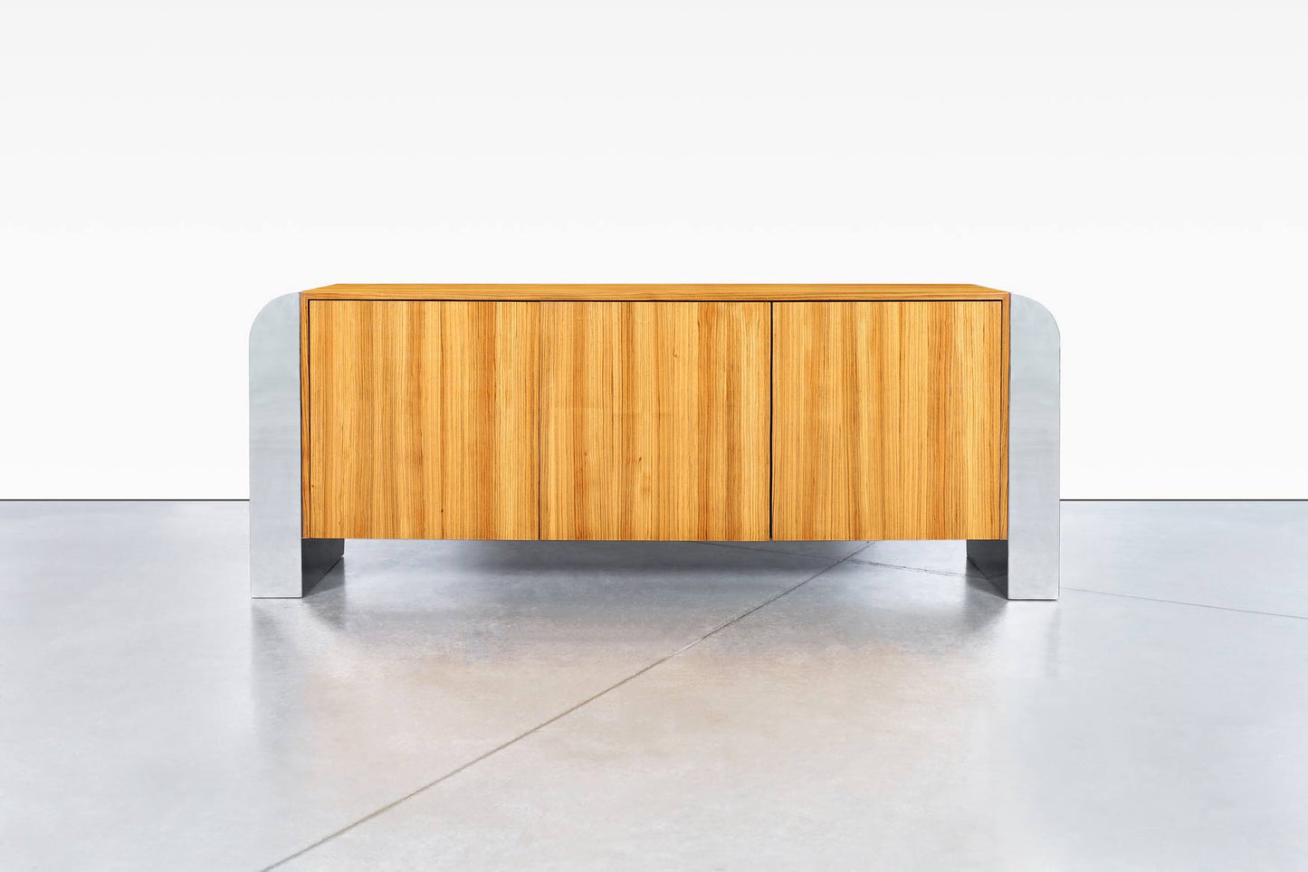 Monumental Stainless Steel "Waterfall" Credenza by John Mascheroni