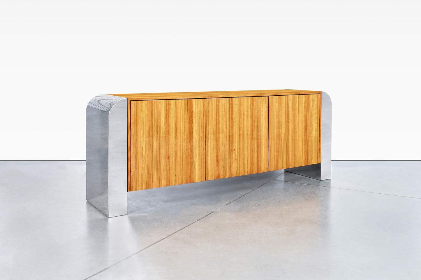 Monumental Stainless Steel "Waterfall" Credenza by John Mascheroni