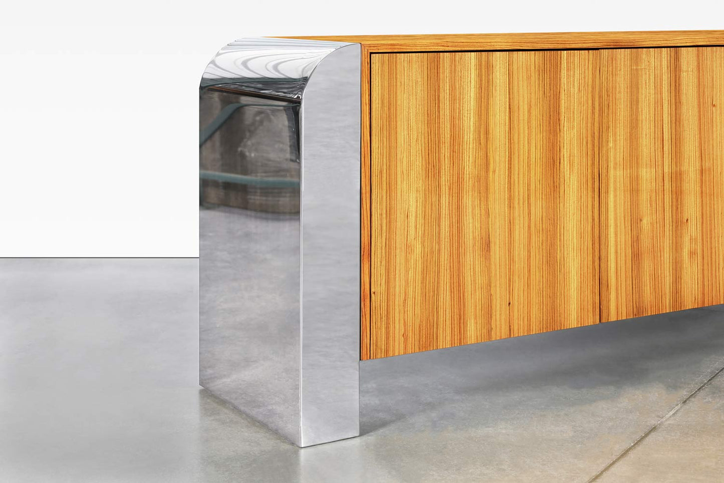 Monumental Stainless Steel "Waterfall" Credenza by John Mascheroni