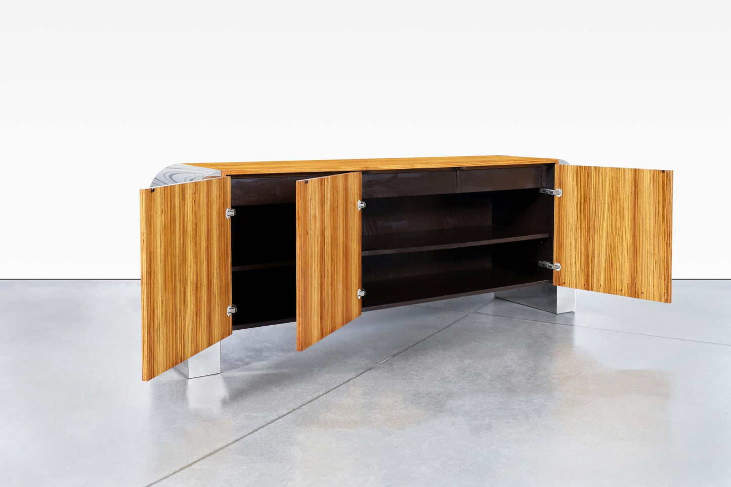 Monumental Stainless Steel "Waterfall" Credenza by John Mascheroni