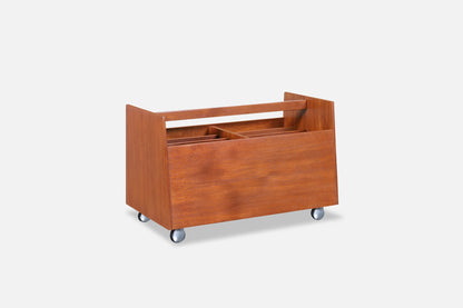 Norwegian Modern Teak Record or Magazine Cart by Rolf Hesland
