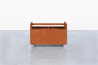 Norwegian Modern Teak Record or Magazine Cart by Rolf Hesland