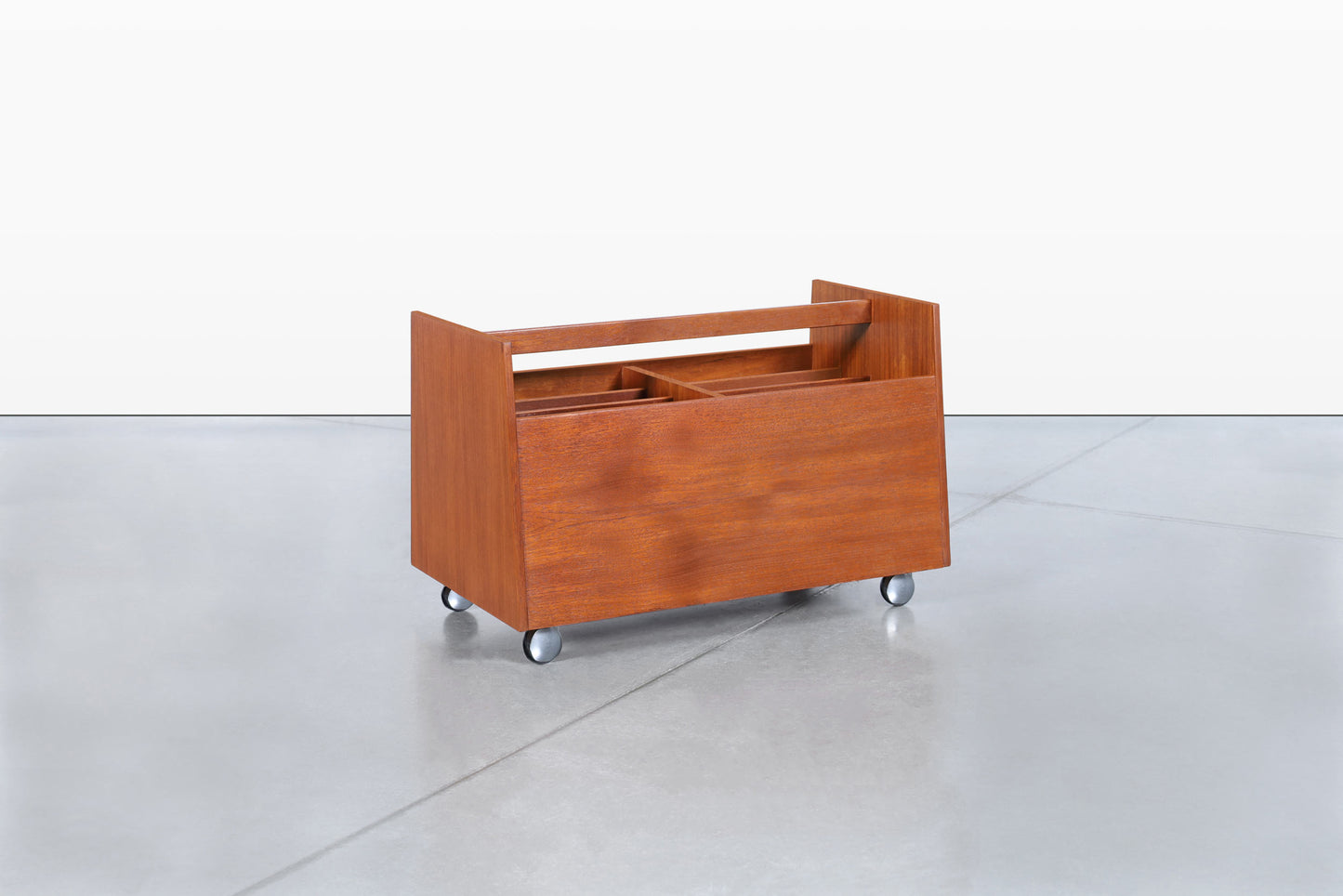 Norwegian Modern Teak Record or Magazine Cart by Rolf Hesland