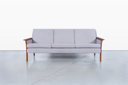 Norwegian Teak and Boucle Sofa Attributed to Fredrik Kayser