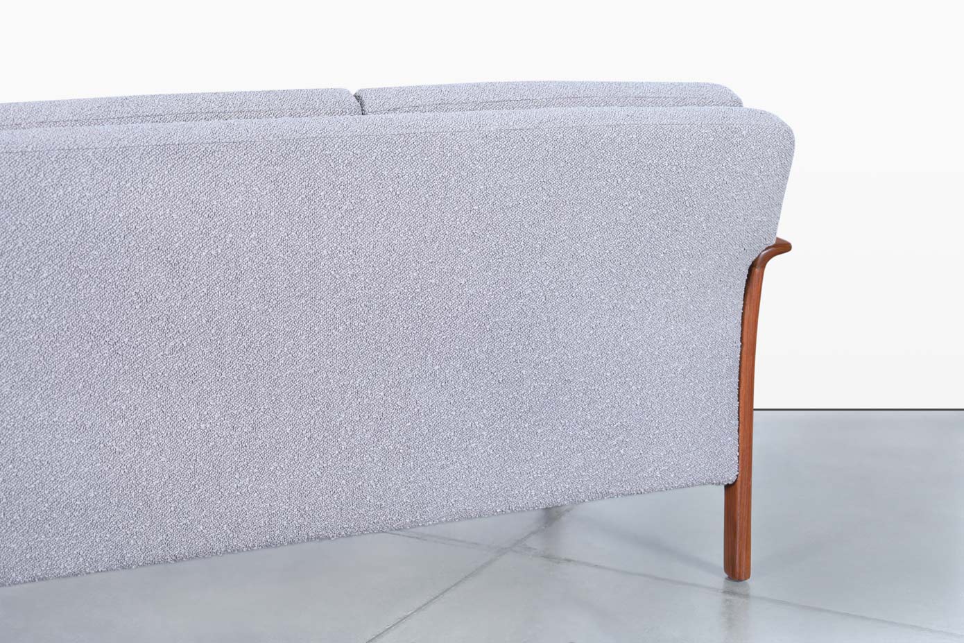 Norwegian Teak and Boucle Sofa Attributed to Fredrik Kayser