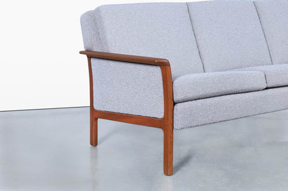 Norwegian Teak and Boucle Sofa Attributed to Fredrik Kayser