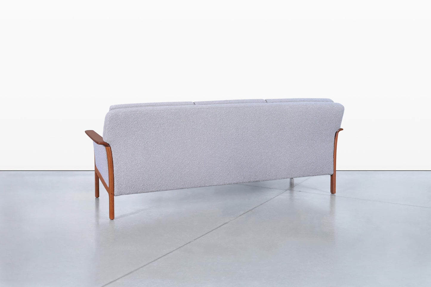 Norwegian Teak and Boucle Sofa Attributed to Fredrik Kayser
