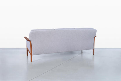 Norwegian Teak and Boucle Sofa Attributed to Fredrik Kayser
